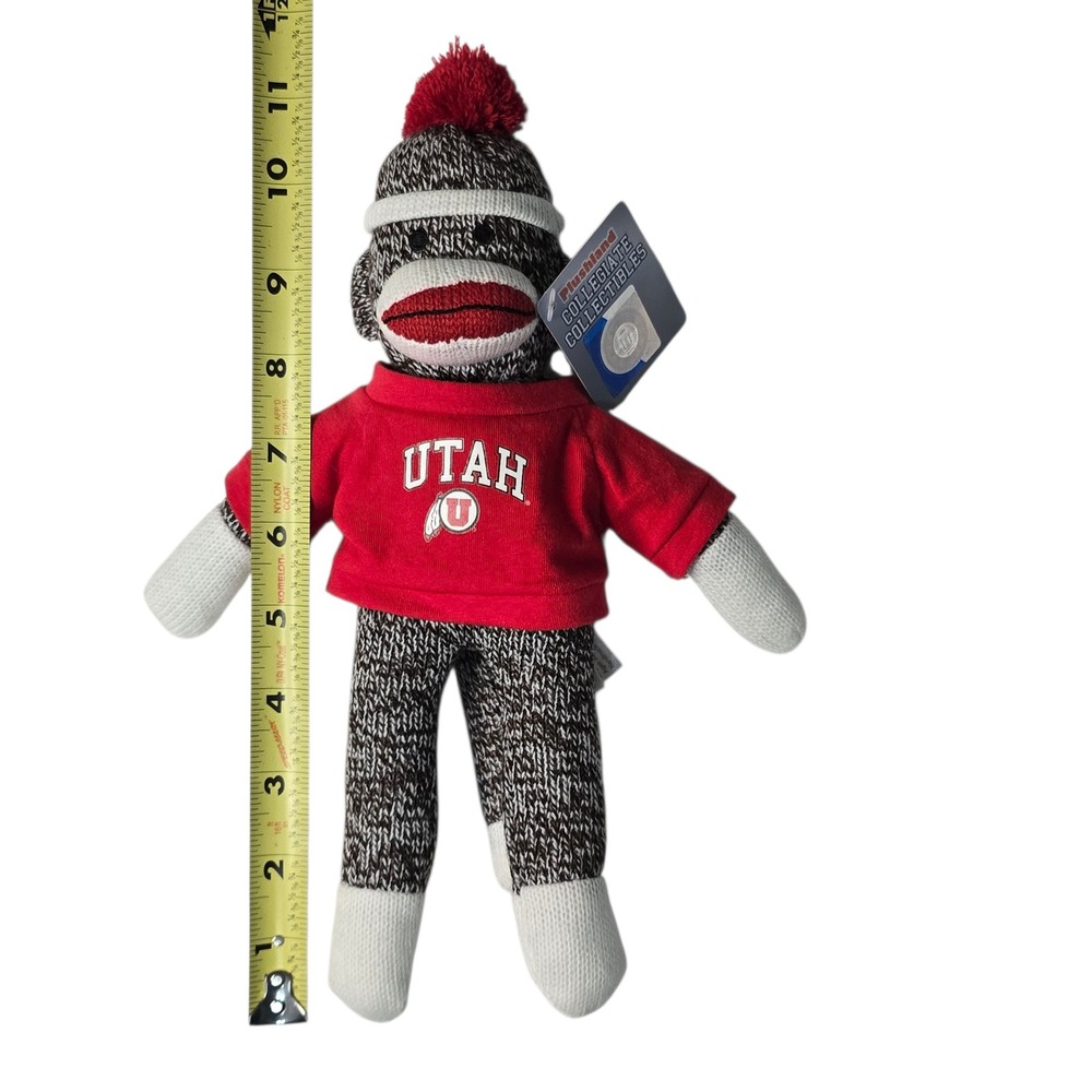 Plushland Utah Utes Sock Monkey Plush Collegiate Collectible Pom Beanie - Picture 4 of 4